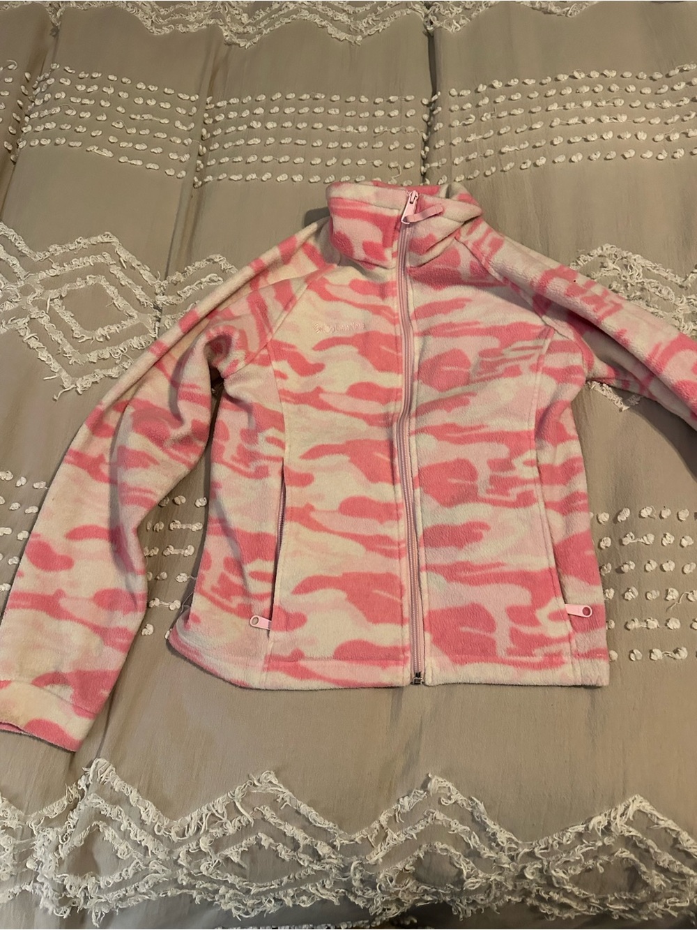 Columbia Girls Benton Springs II Printed Fleece Jacket - Pink Camo, Youth 14/16